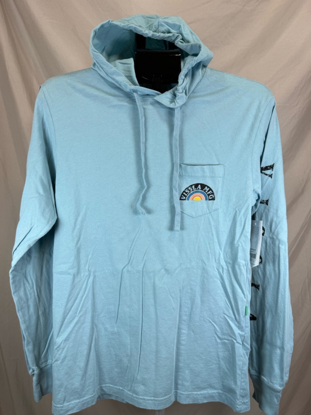 Vissla Hooded Long Sleeve T Shirt Light Blue Small NWT